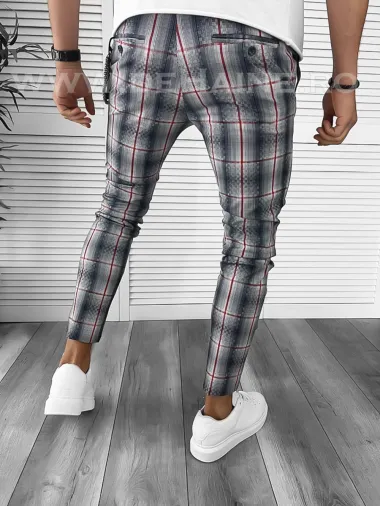 Pantaloni barbati casual regular fit in carouri B7947 9-5
